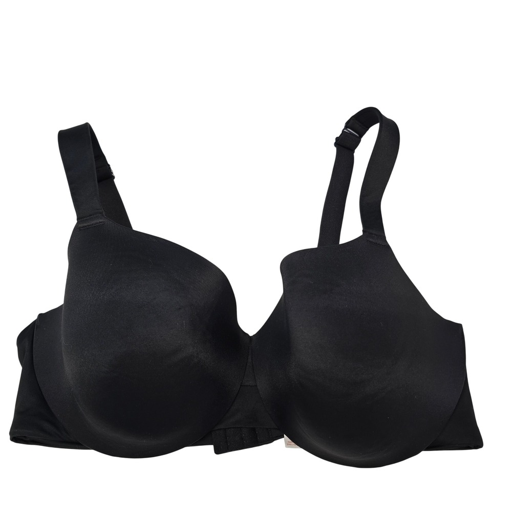 Cacique Black Full Coverage Underwire Bra 44DD Smooth Molded Cups Adjustable